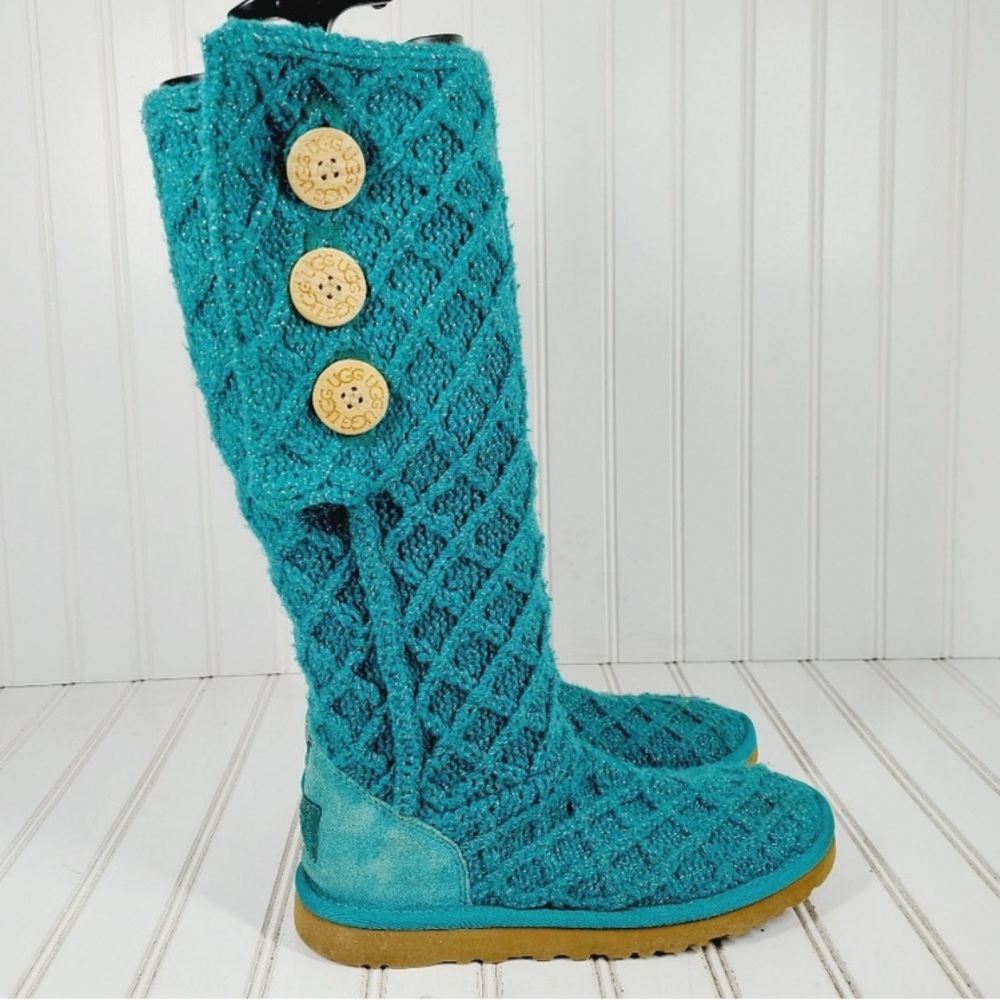 UGG Teal Blue Silver Sparkle Lattice Cardy 3066 - Picture 14 of 16
